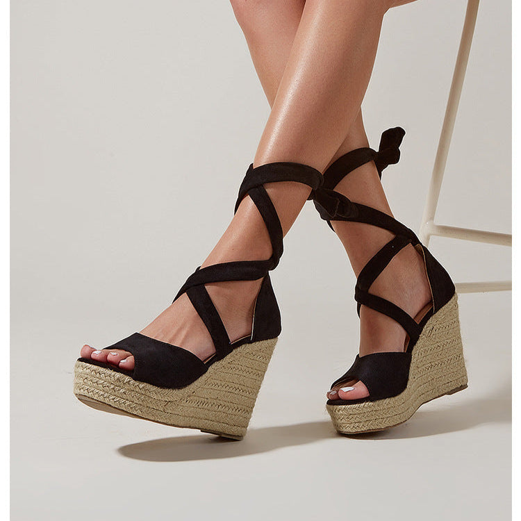 Calista Knöchel-Wickel-Espadrille-Wedges