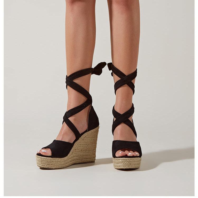 Calista Knöchel-Wickel-Espadrille-Wedges