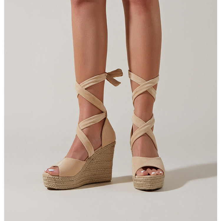 Calista Knöchel-Wickel-Espadrille-Wedges