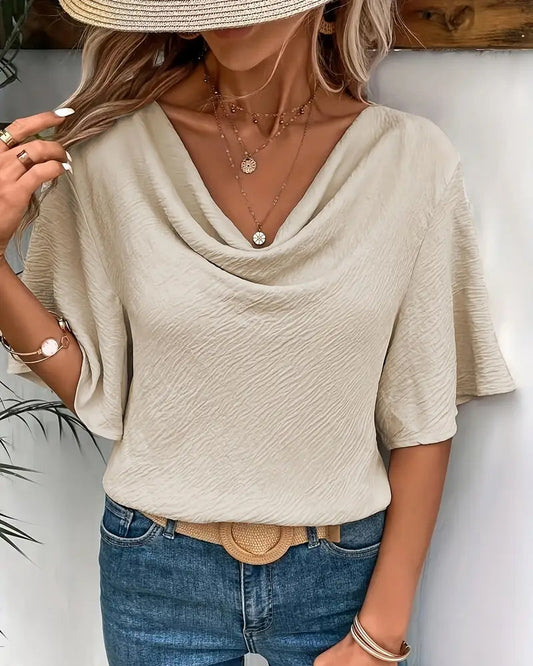 Bluse einfarbig lässig Glockenärmel