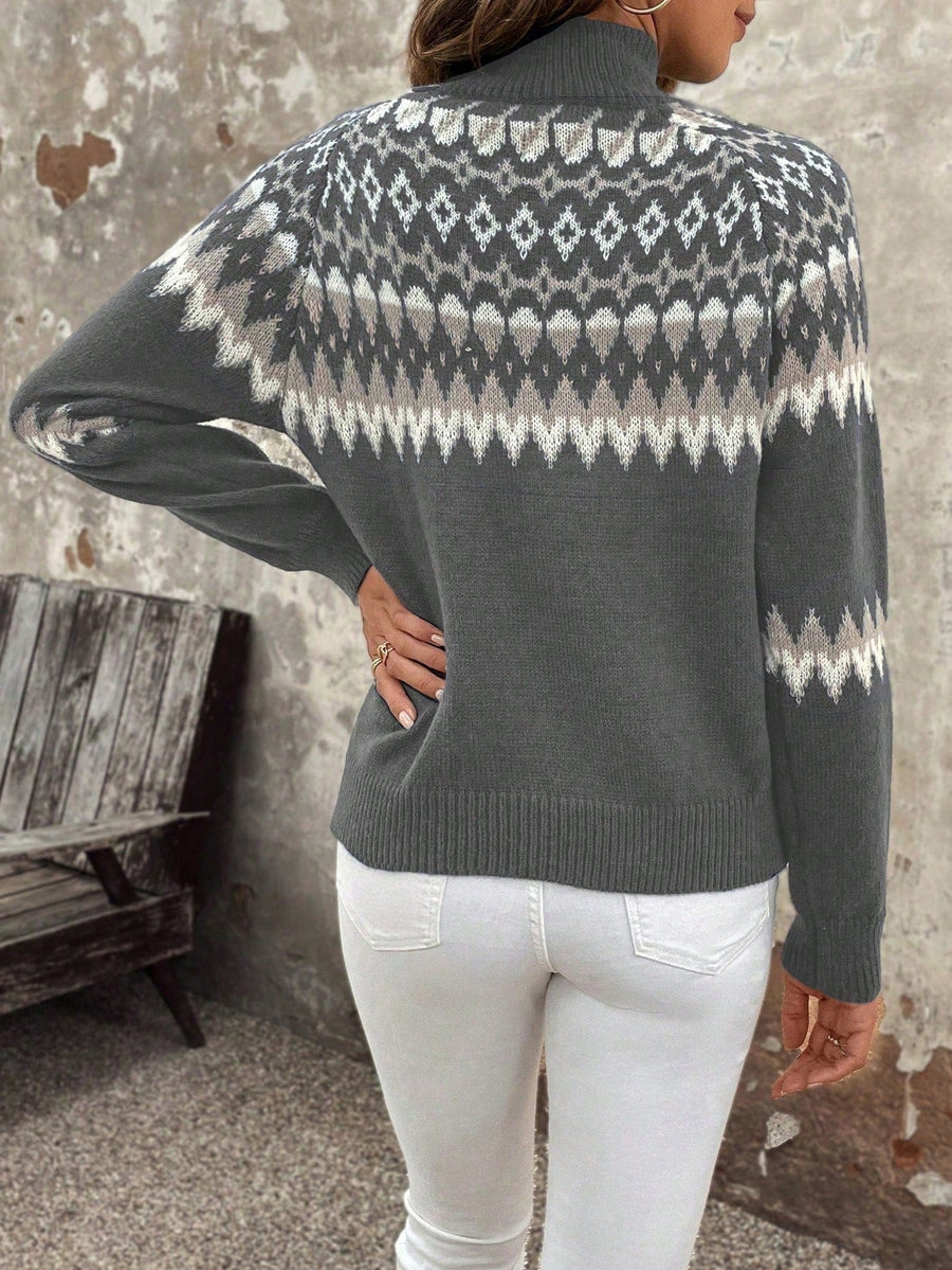 Rollkragenpullover mit Nordischem Muster