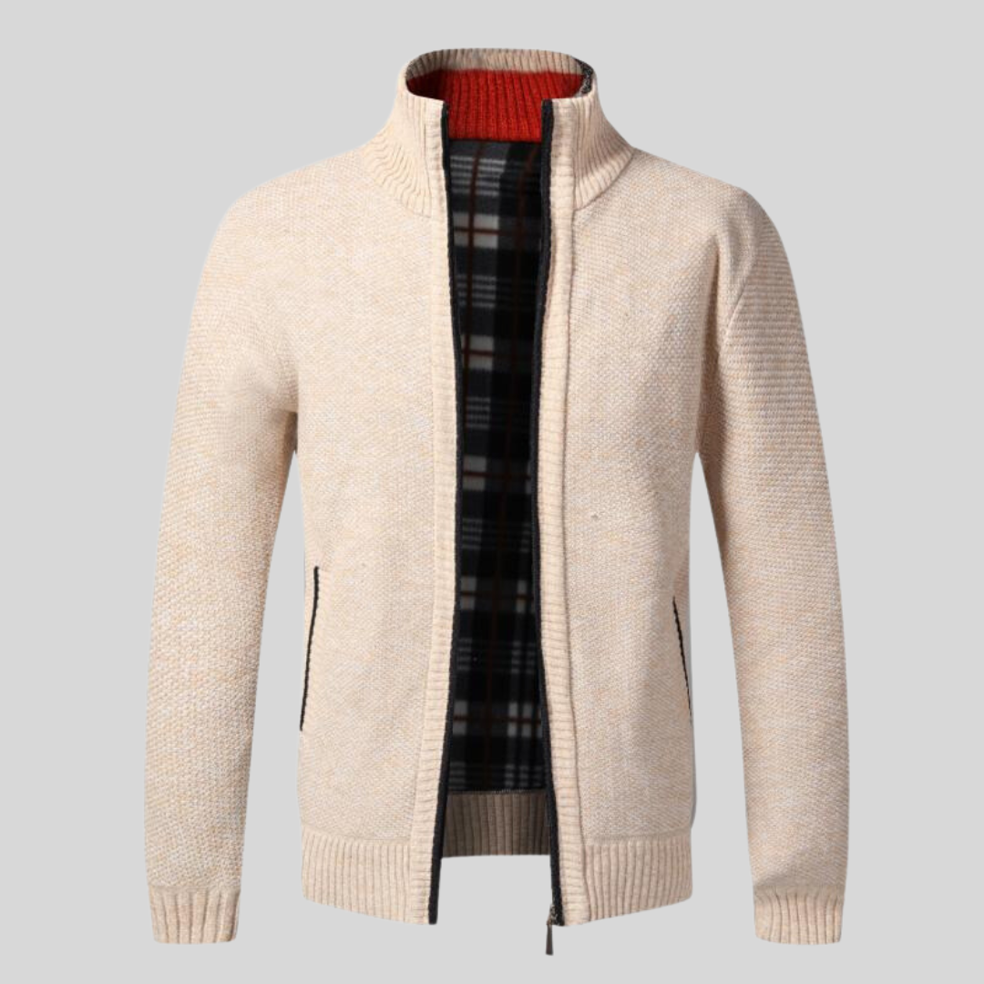 Torben | Gestrickte Weste mit kariertem Innenfutter