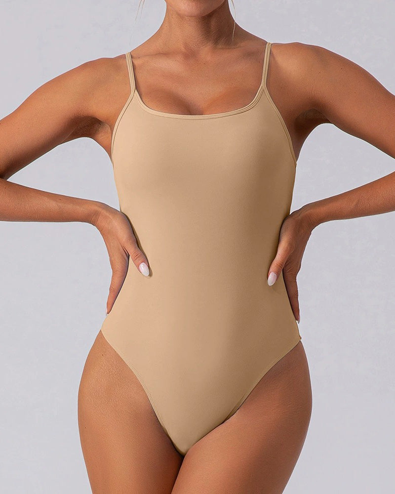 Damen Nacktes Gefühl Einteiliger Tanga Bodysuit Camisole Fitness Body Shaper