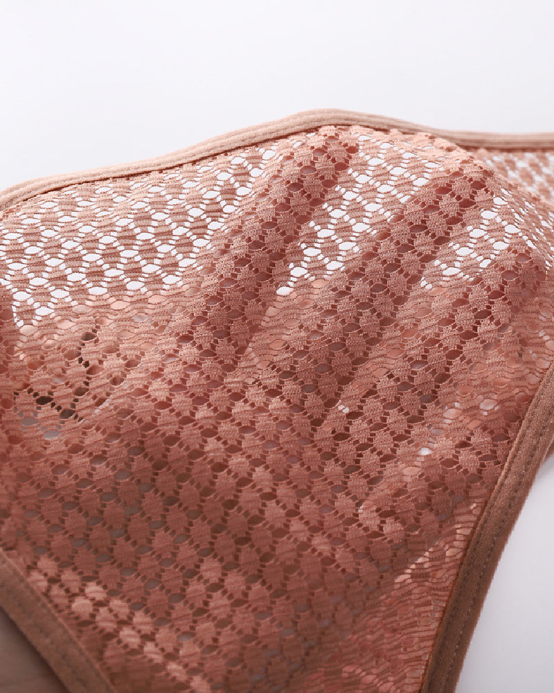 Damen Sexy Durchsichtige Höschen Spitze Aushöhlen Baumwolle Schritt Slip