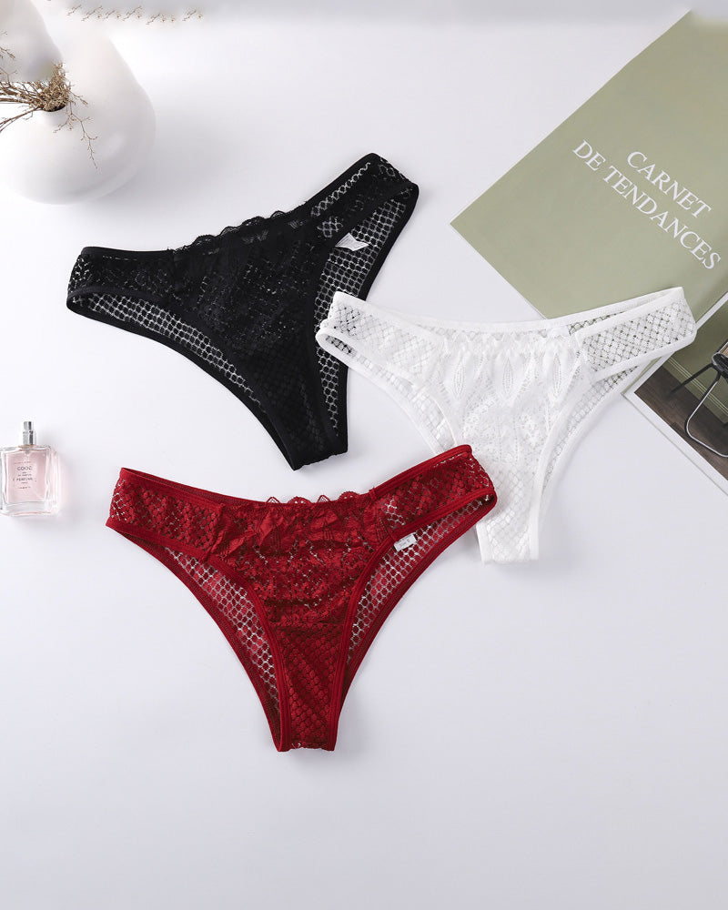 Damen Sexy Durchsichtige Höschen Spitze Aushöhlen Baumwolle Schritt Slip