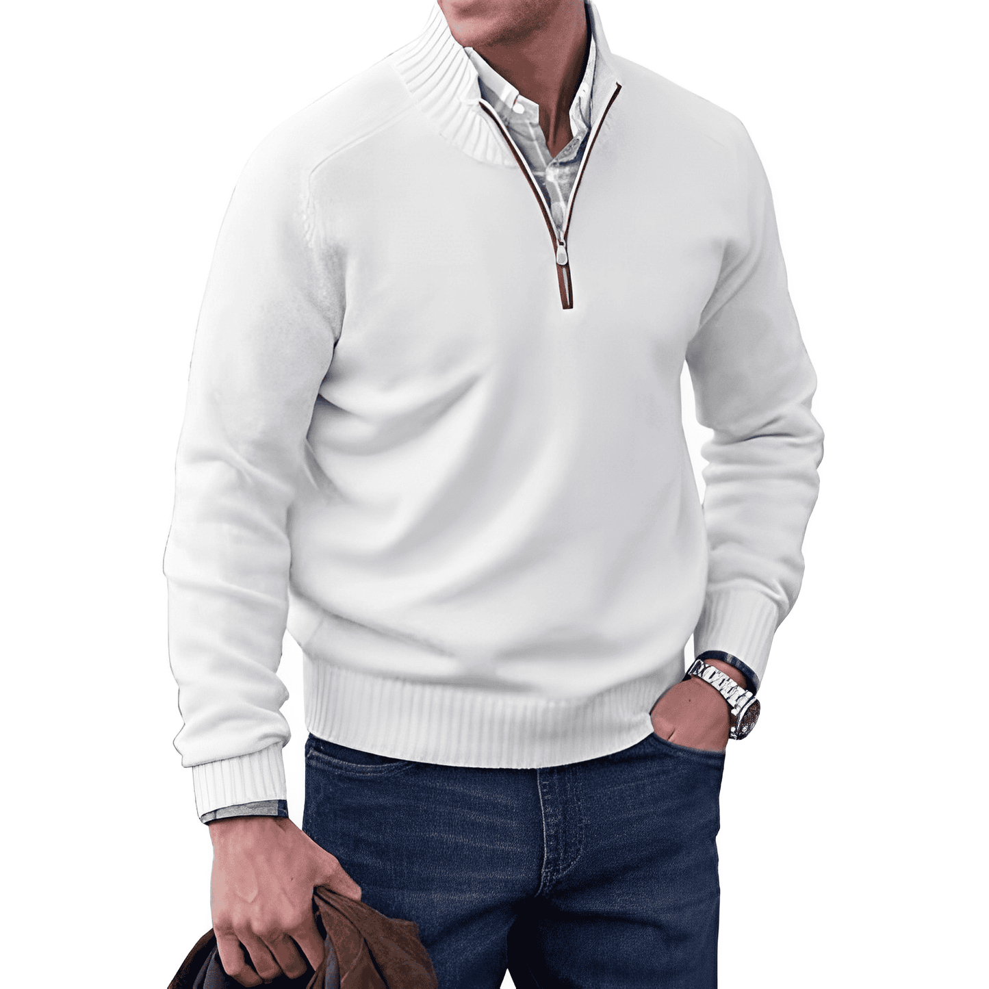 Kasper | Eleganter Cashmere-Pullover mit Reißverschluss
