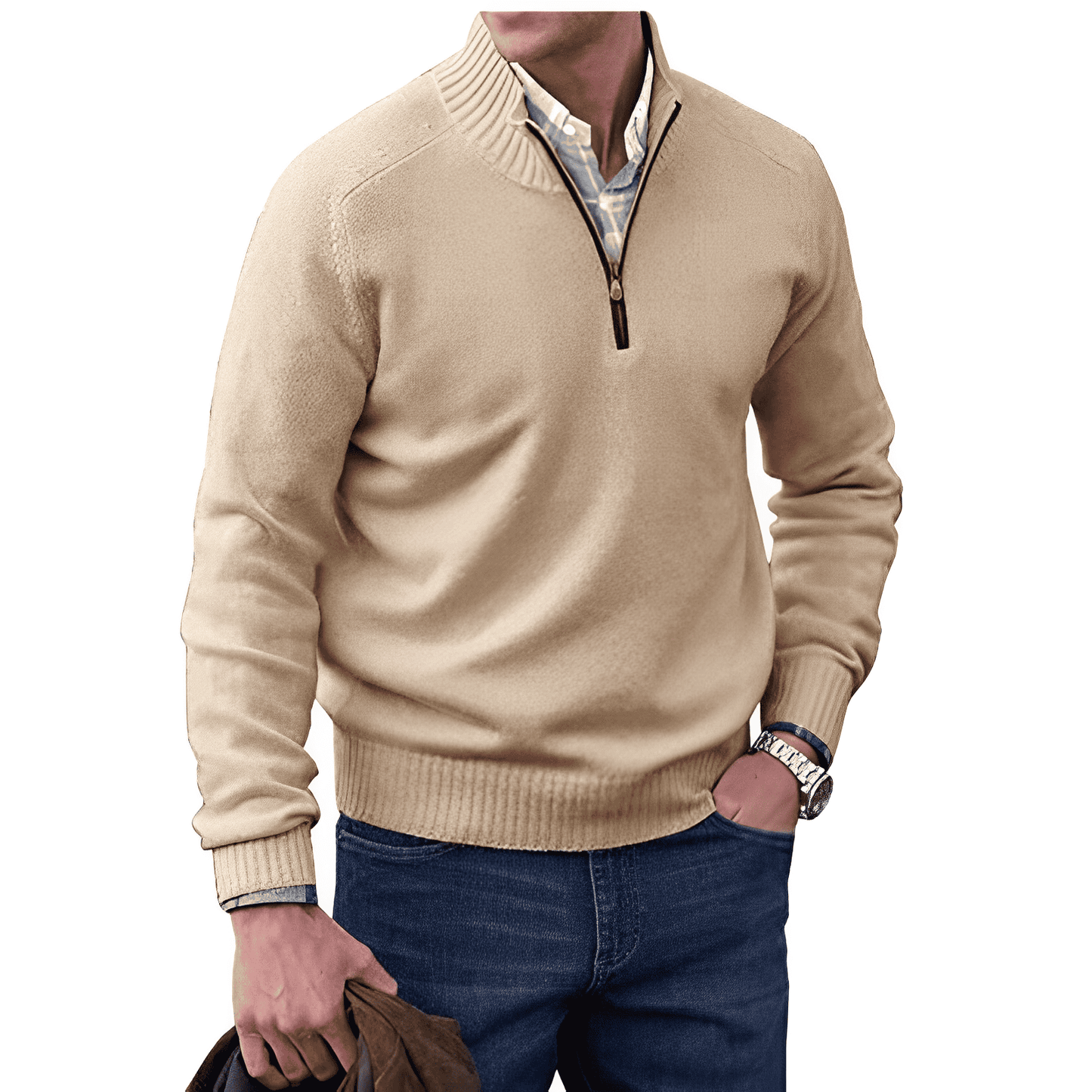 Kasper | Eleganter Cashmere-Pullover mit Reißverschluss
