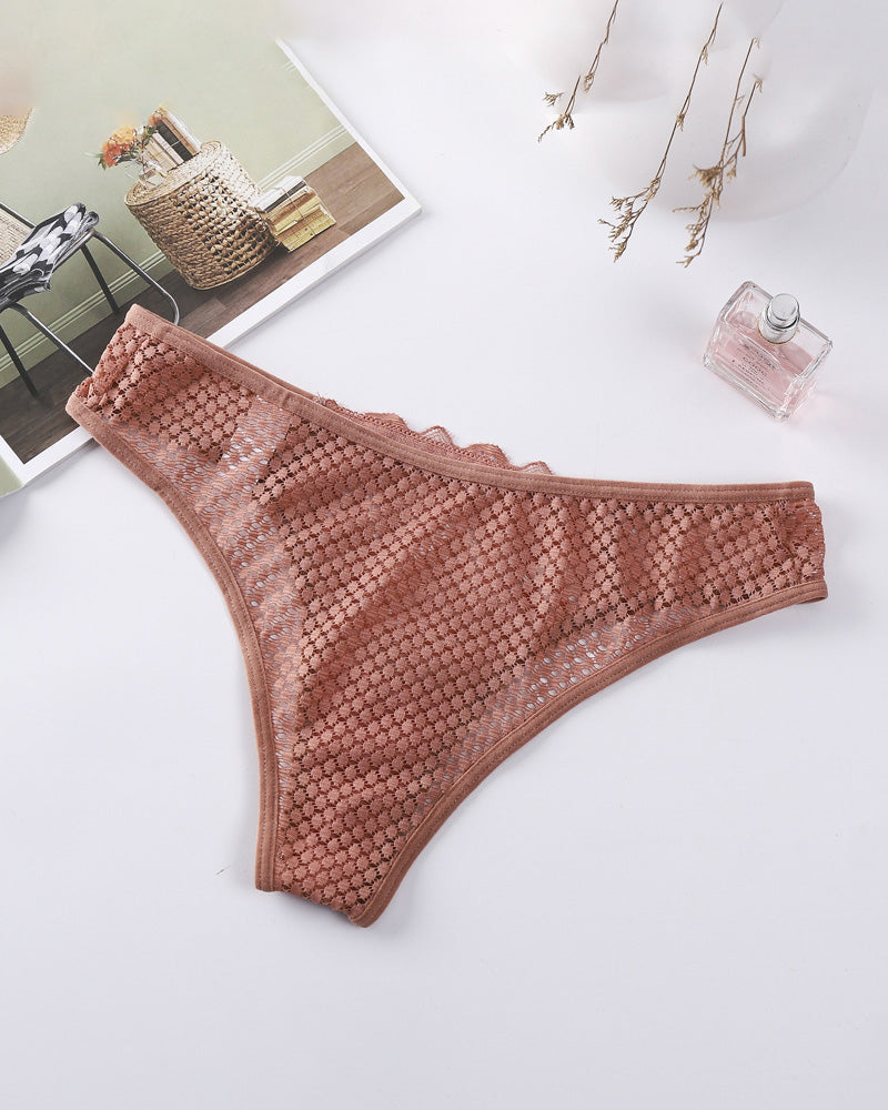 Damen Sexy Durchsichtige Höschen Spitze Aushöhlen Baumwolle Schritt Slip