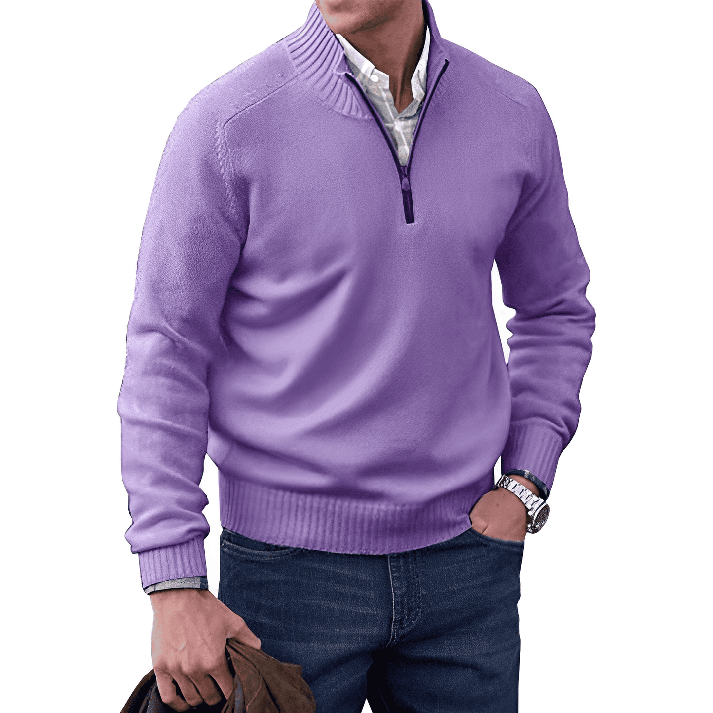 Kasper | Eleganter Cashmere-Pullover mit Reißverschluss