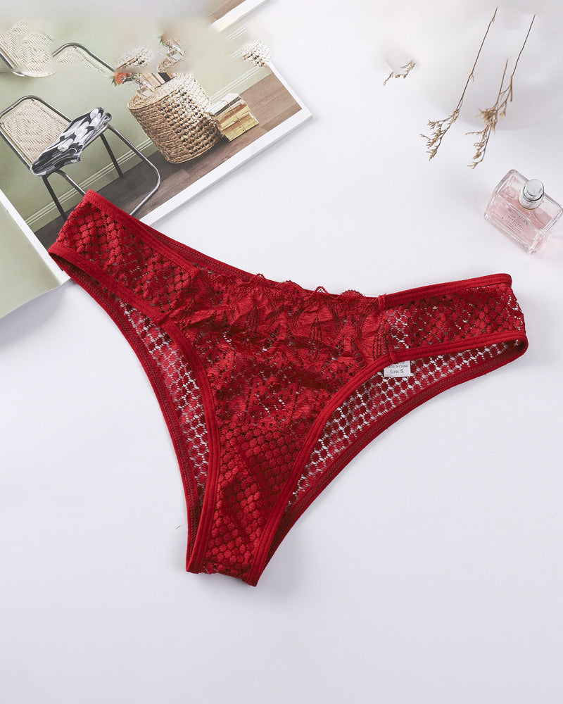 Damen Sexy Durchsichtige Höschen Spitze Aushöhlen Baumwolle Schritt Slip