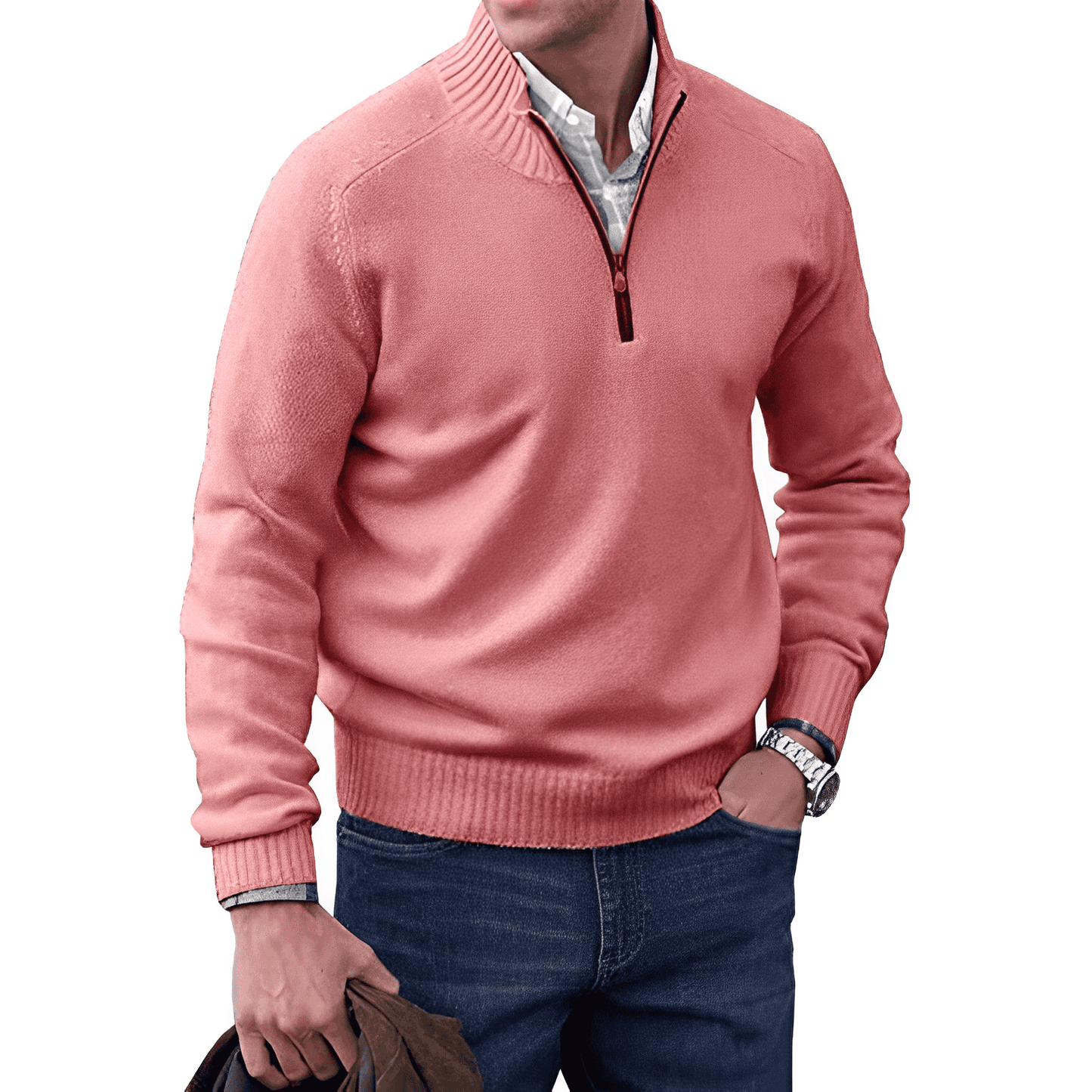 Kasper | Eleganter Cashmere-Pullover mit Reißverschluss