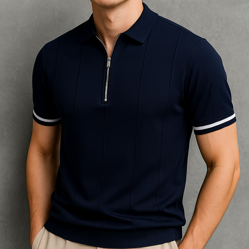 Monza Zip-Knit Polo-Shirt