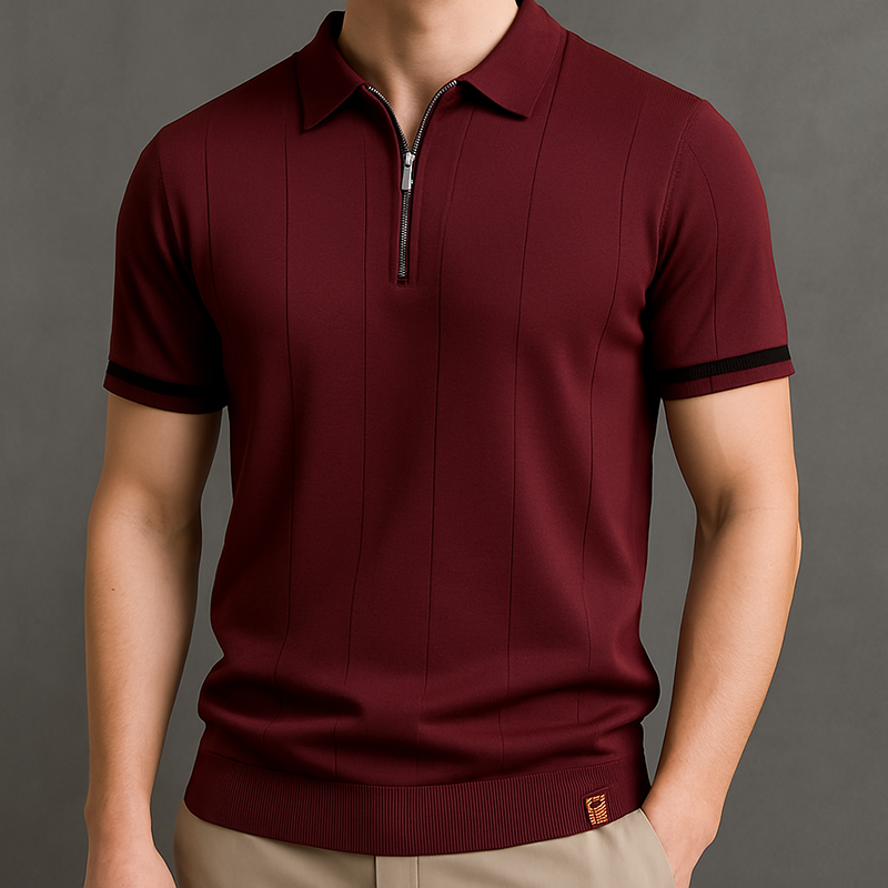 Monza Zip-Knit Polo-Shirt