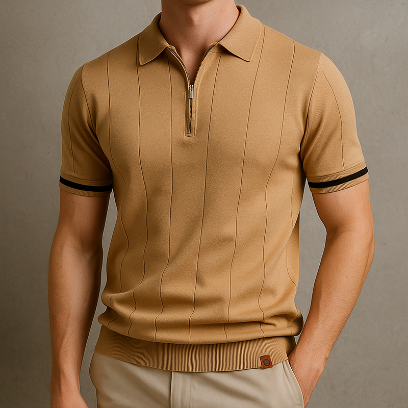 Monza Zip-Knit Polo-Shirt