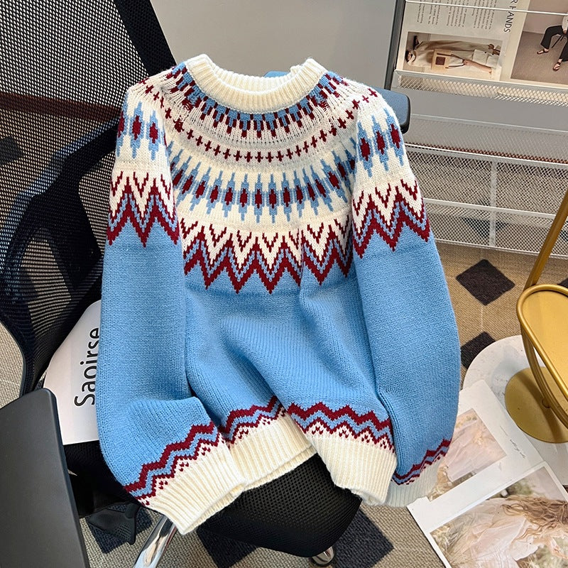 Nordisches Muster Strickpullover