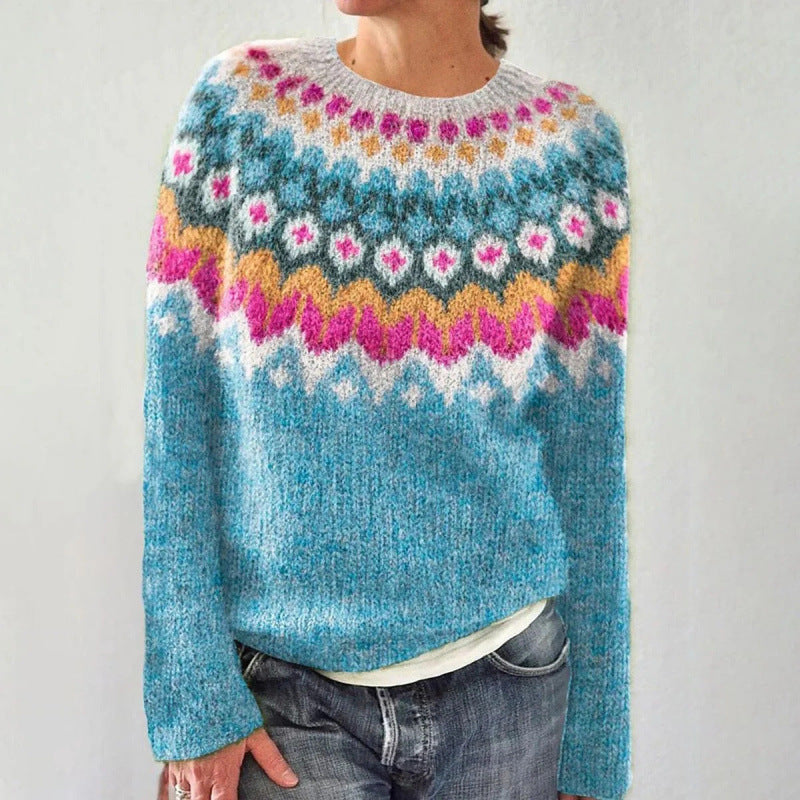 Pullover mit geometrischem Muster, farbig