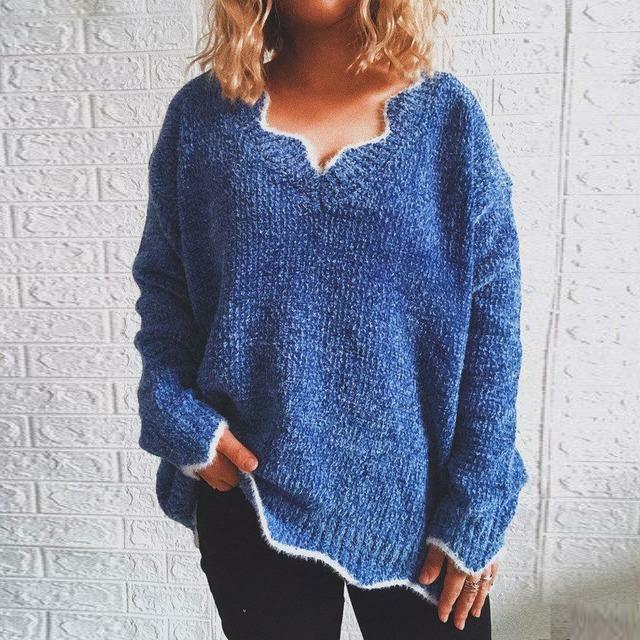 Lässiger einfarbiger Pullover
