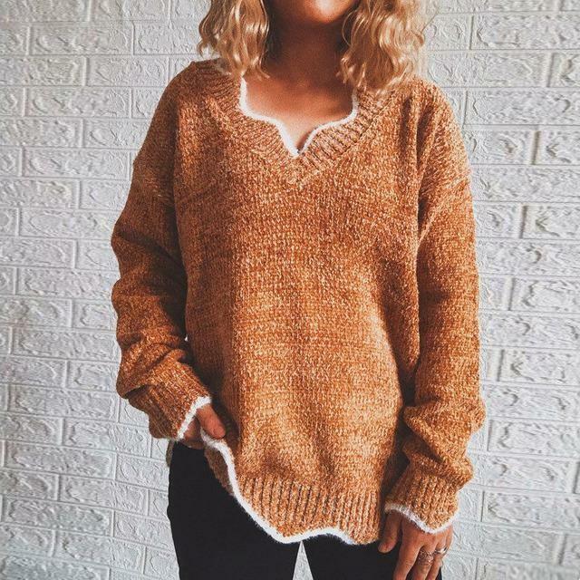 Lässiger einfarbiger Pullover