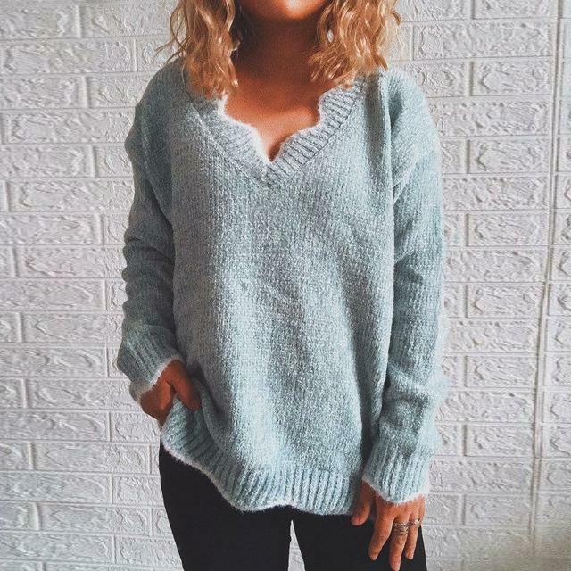 Lässiger einfarbiger Pullover