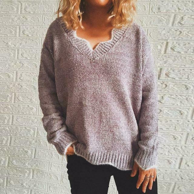 Lässiger einfarbiger Pullover