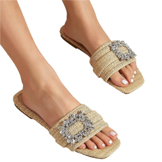 Stardom – Ballerinas mit eckiger Zehenpartie und Kristallen