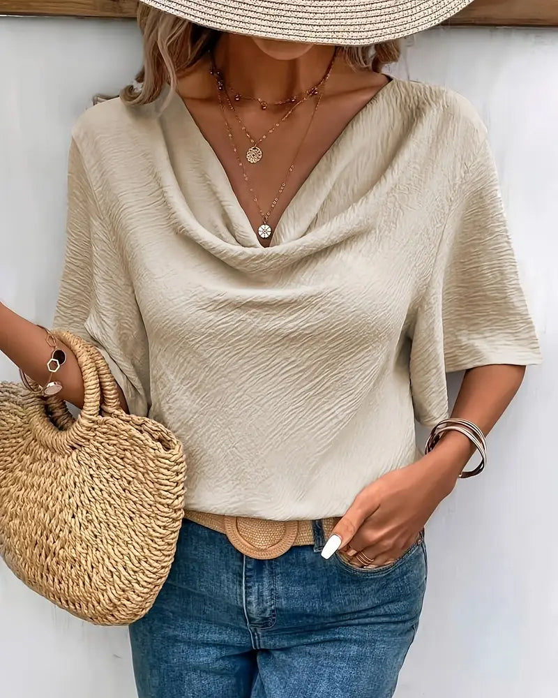 Bluse einfarbig lässig Glockenärmel