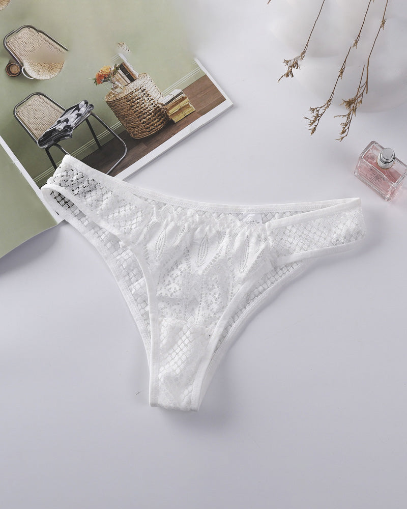 Damen Sexy Durchsichtige Höschen Spitze Aushöhlen Baumwolle Schritt Slip