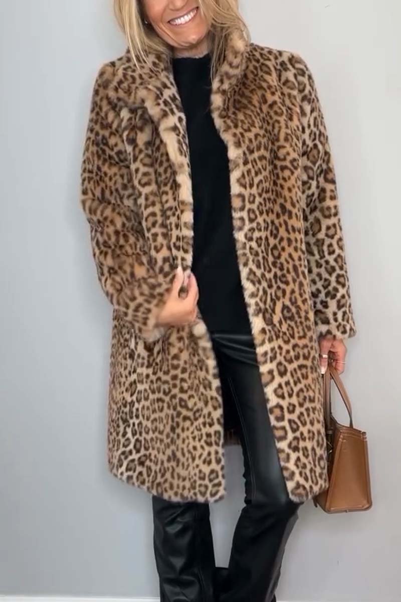 Karen | Damen Leopard Kunstpelz Mantel