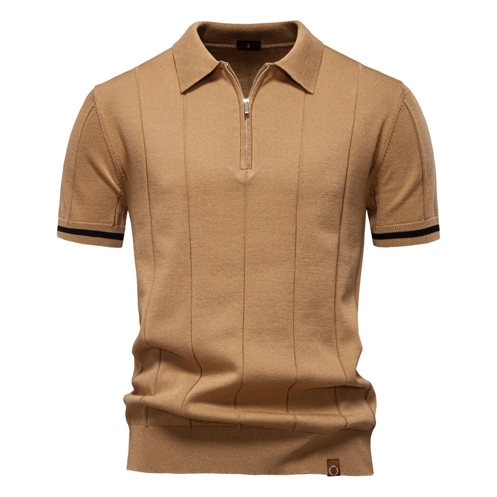Monza Zip-Knit Polo-Shirt