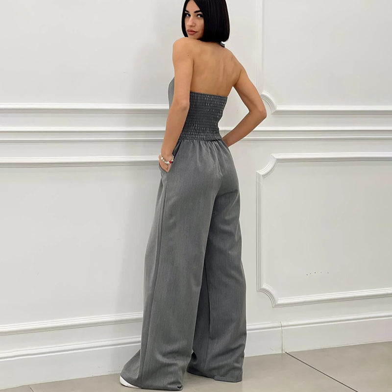Andrea | Ärmelloser Damen-Jumpsuit mit Knopfleiste vorne