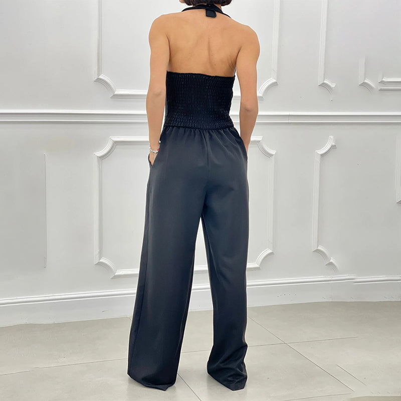 Andrea | Ärmelloser Damen-Jumpsuit mit Knopfleiste vorne