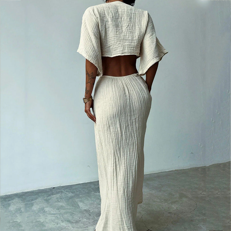 Sexy ausgeschnittenes Maxikleid mit Krawattenknoten für Frauen