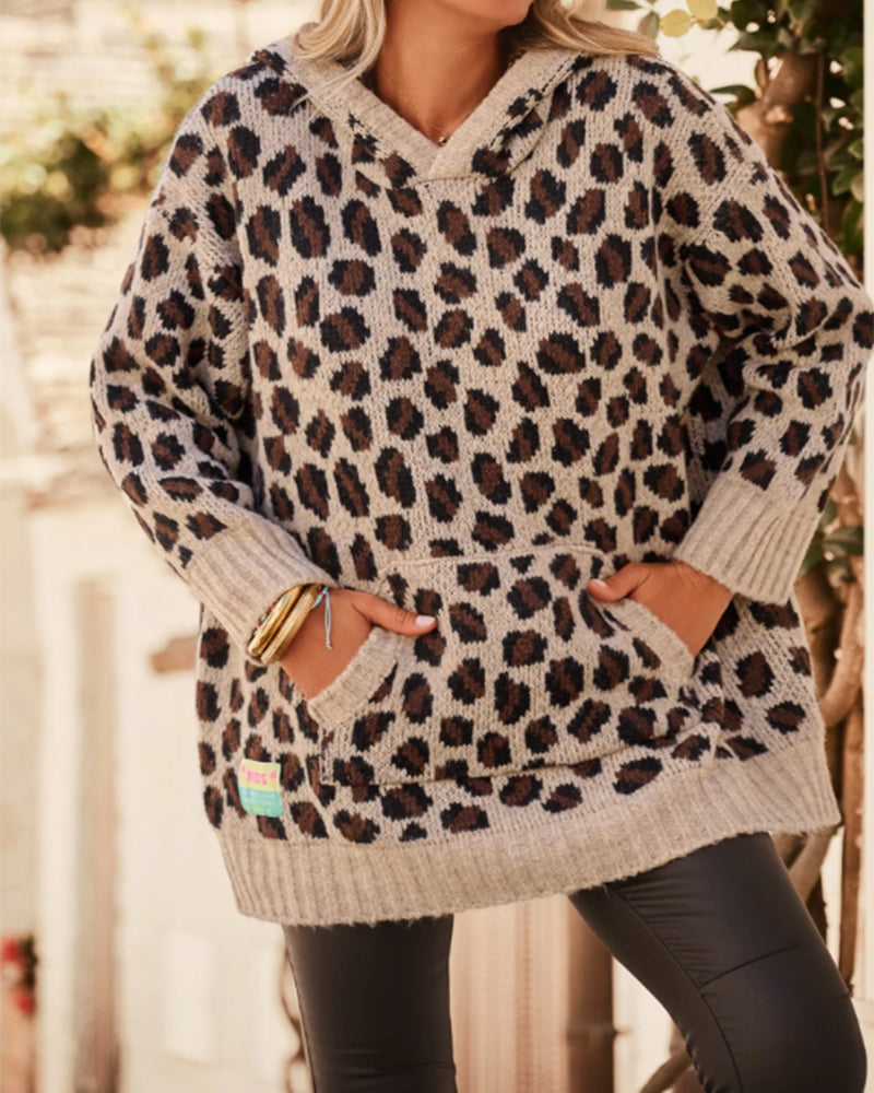 Pullover Mit Kapuzen- Und Leopardenmuster Merkmalen