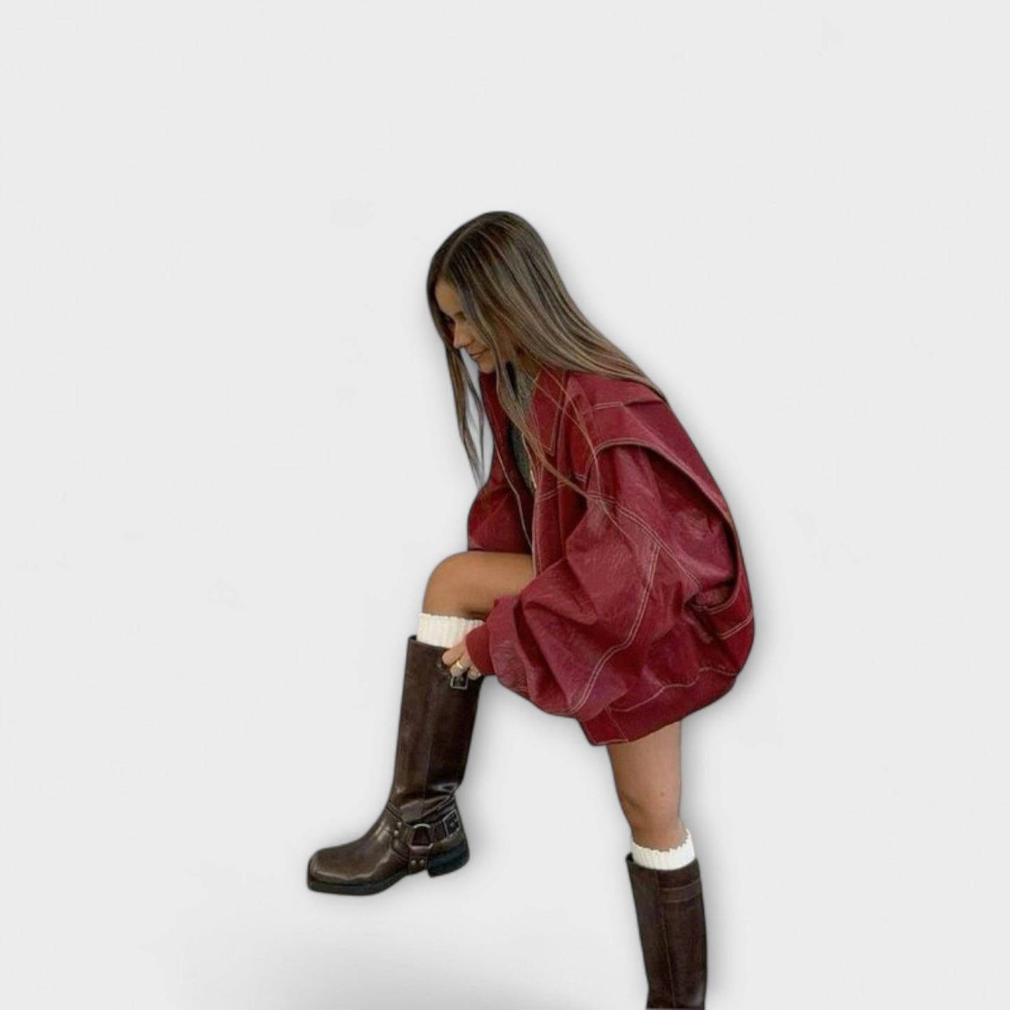 Faye - Oversized Lederjacke