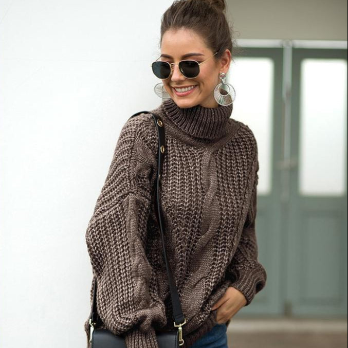 Damen Rollkragenpullover Mohair-Mischung Mit Acrylfutter Halsabdeckung