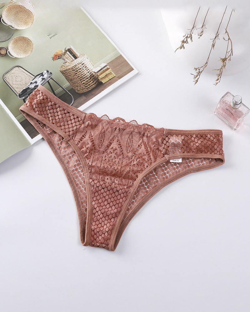 Damen Sexy Durchsichtige Höschen Spitze Aushöhlen Baumwolle Schritt Slip