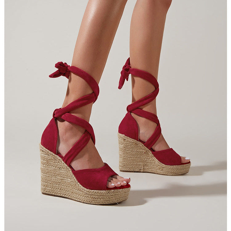 Calista Knöchel-Wickel-Espadrille-Wedges