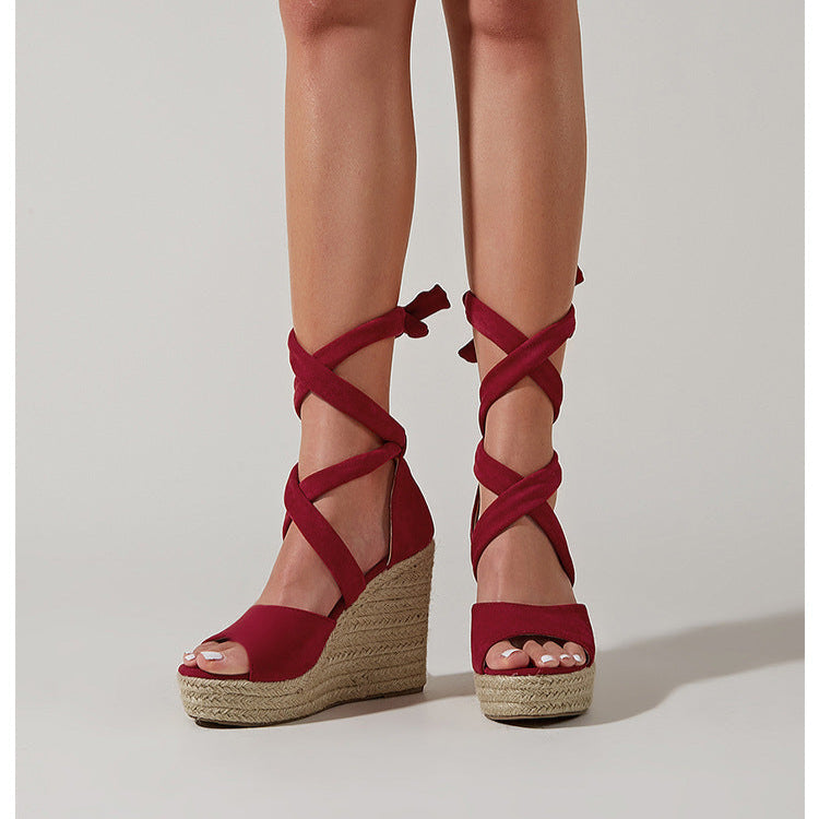 Calista Knöchel-Wickel-Espadrille-Wedges