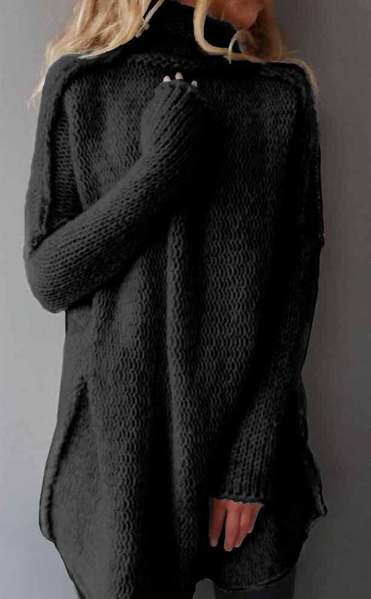 Damen Strickpullover Mit Drapierter Kragen Langarm Drei-Nadel-Nähte Pullover