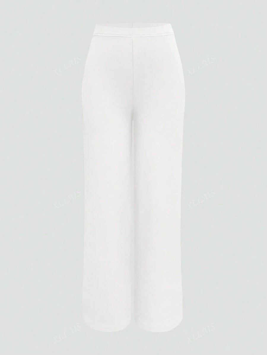 Damenhose Mode Elastisch Hohe Taille Lange Gerade Bein Hose