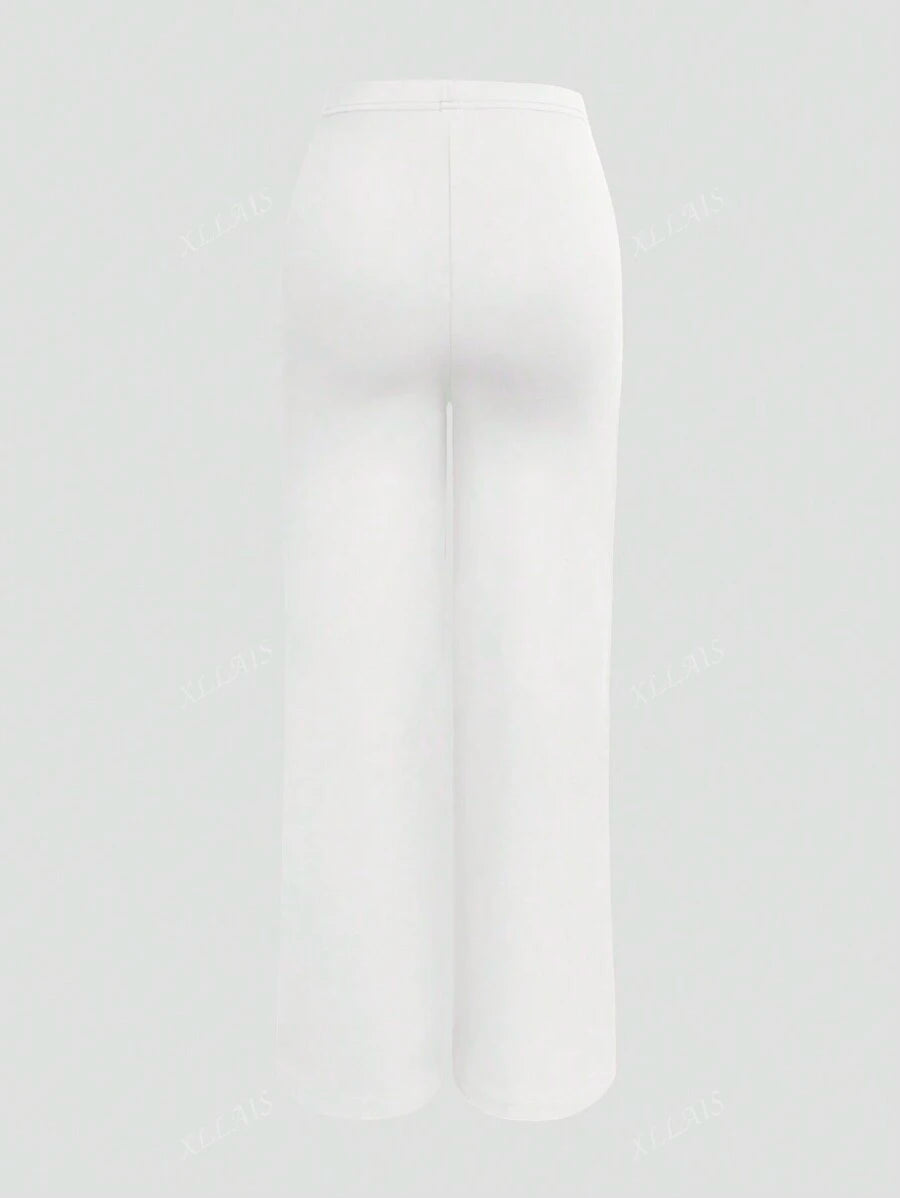 Damenhose Mode Elastisch Hohe Taille Lange Gerade Bein Hose