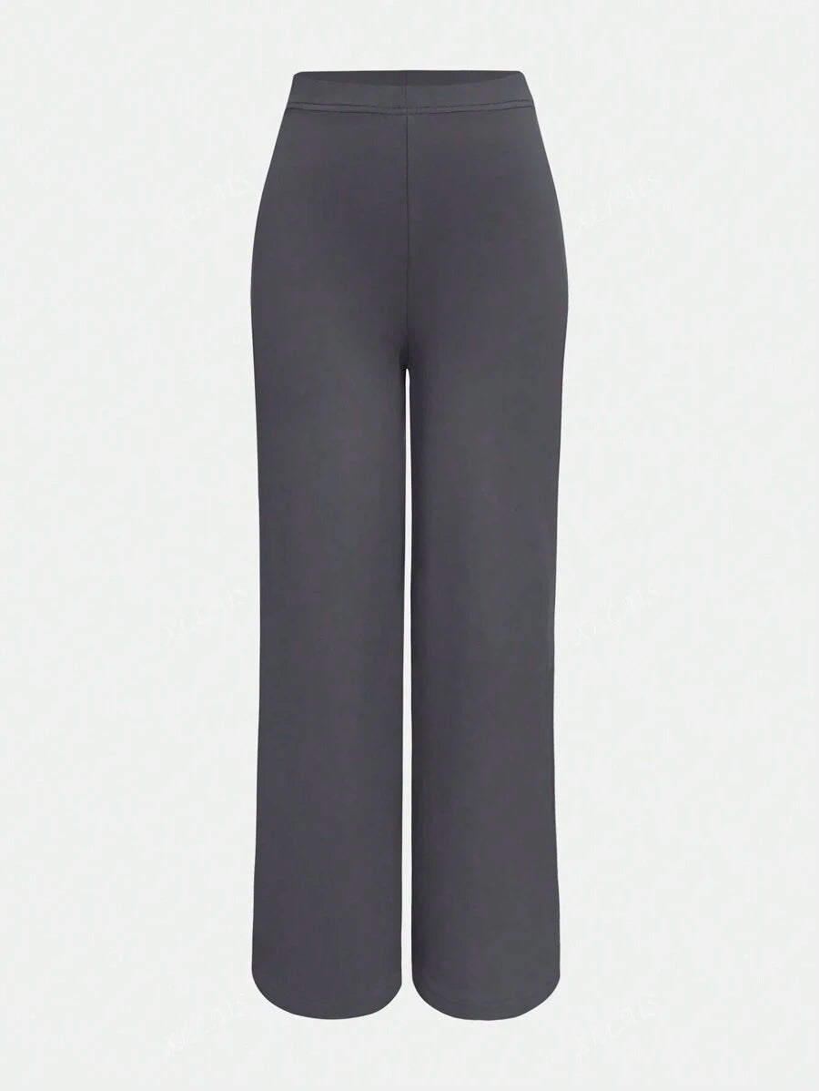 Damenhose Mode Elastisch Hohe Taille Lange Gerade Bein Hose