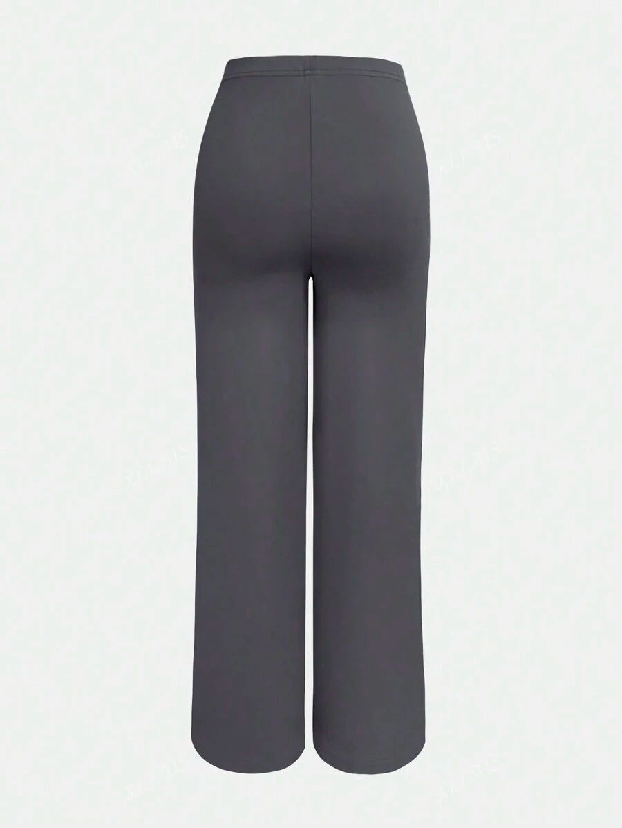 Damenhose Mode Elastisch Hohe Taille Lange Gerade Bein Hose