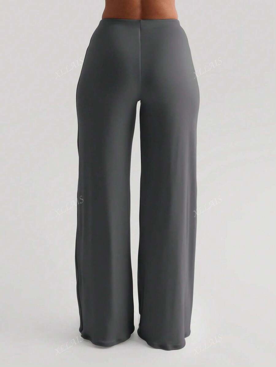 Damenhose Mode Elastisch Hohe Taille Lange Gerade Bein Hose