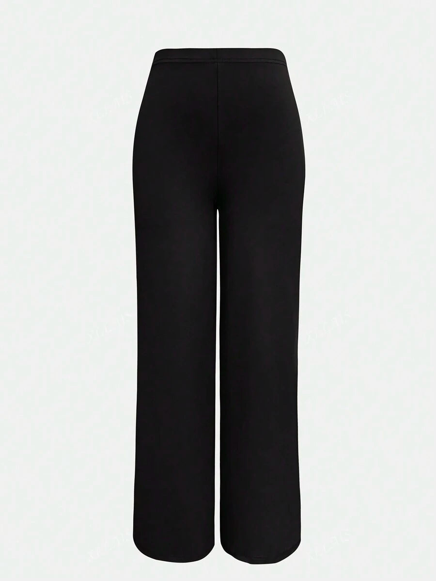 Damenhose Mode Elastisch Hohe Taille Lange Gerade Bein Hose