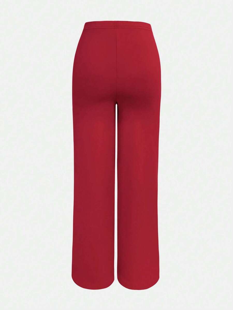 Damenhose Mode Elastisch Hohe Taille Lange Gerade Bein Hose