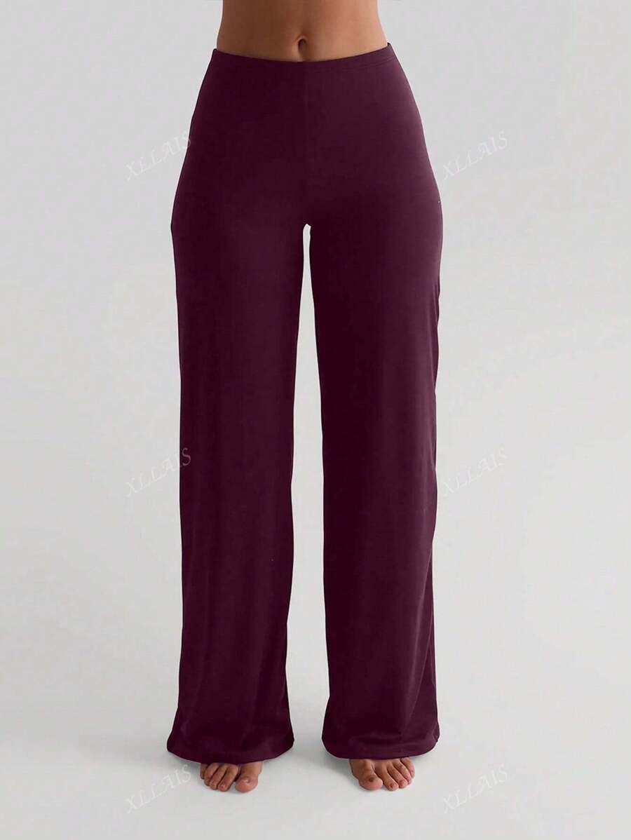 Damenhose Mode Elastisch Hohe Taille Lange Gerade Bein Hose