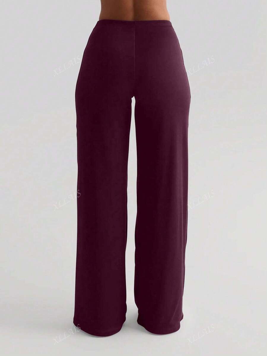 Damenhose Mode Elastisch Hohe Taille Lange Gerade Bein Hose