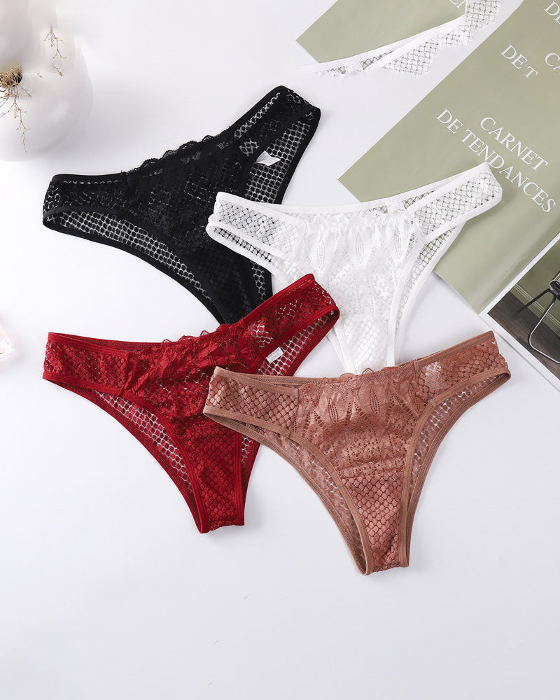 Damen Sexy Durchsichtige Höschen Spitze Aushöhlen Baumwolle Schritt Slip