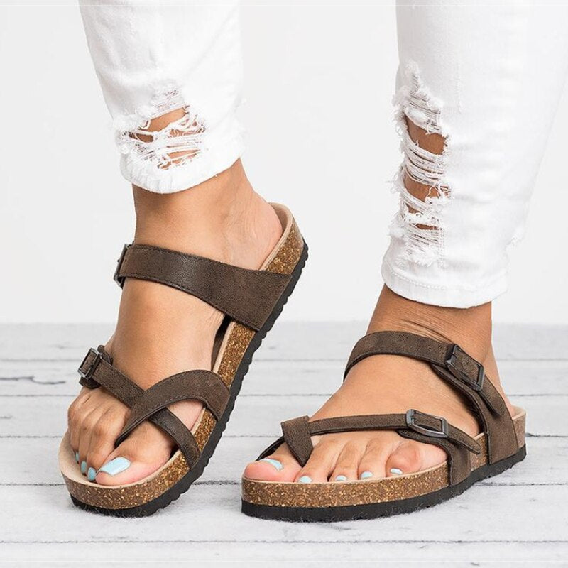 Damen Leder verstellbare Sandalen